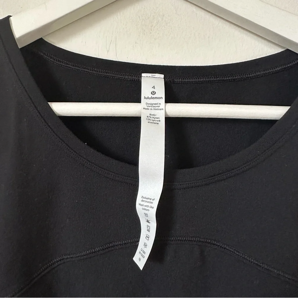 Lululemon Hit Unwind Long Sleeve Top Black Rulu Relaxed Fit Size 4